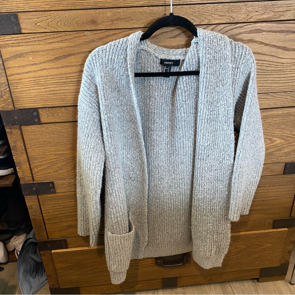 Forever 21 Women's Gray Open Front Cardigan